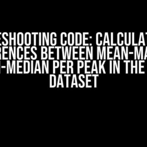 Troubleshooting Code: Calculating the Differences between Mean-Max and Mean-Median per Peak in the Same Dataset